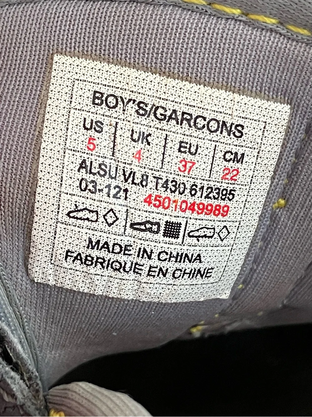 The North Face Gray and Yellow Kids Outdoor Sandals